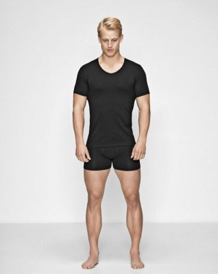 Ekologisk bomull, Undertröja  T-shirt v-neck, Svart -JBS of Denmark Men