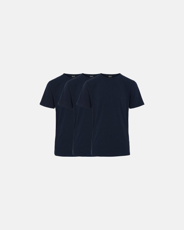 Ekologisk bomull, T-shirt, 3-pack, Navy -Claudio