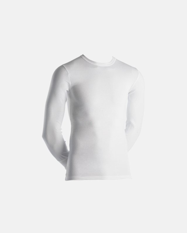 Ekologisk bomull, Långärmad T-shirt "Rib", Vit -Dovre