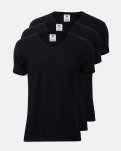 3-pack Ekologisk bomull, T-shirt, v-neck, svart -Dovre