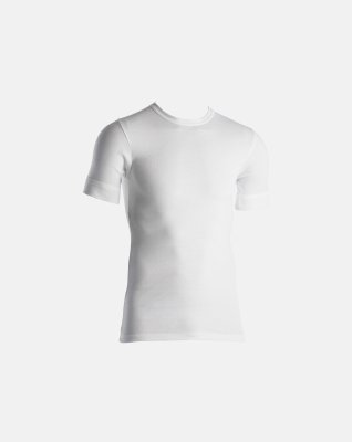 4-pack Ekologisk bomull, T-shirt "Rib", Vit -Dovre
