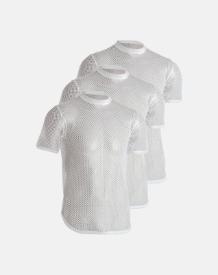3-pack Ekologisk bomull, Net t-shirt, Vit -Dovre