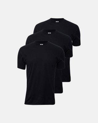 3-pack Ekologisk bomull, T-shirt o-neck "Jersey", Svart -Dovre