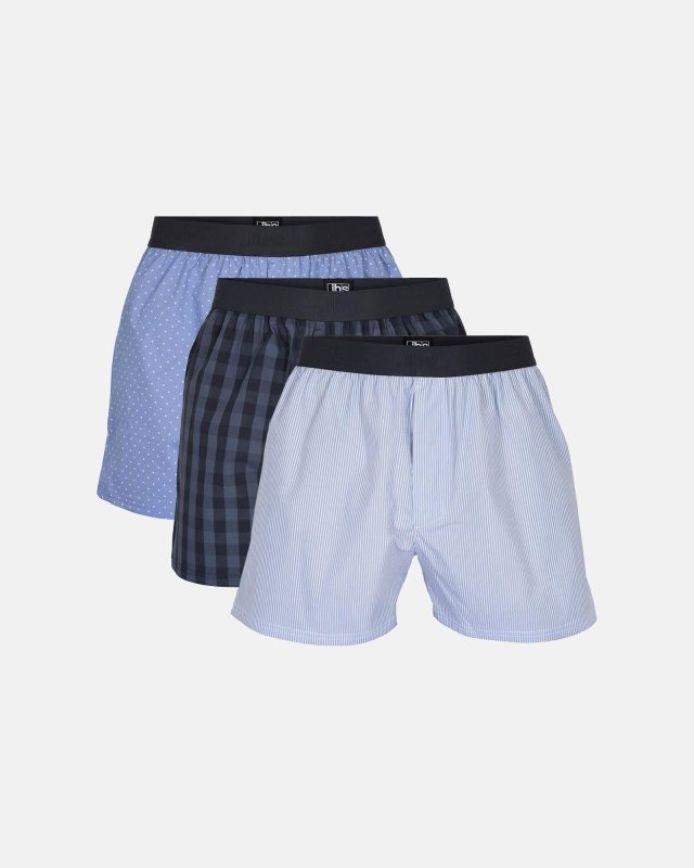 Ekologisk bomull, Boxershorts, 3-pack, Flerfärgad Blå / Rutig -JBS