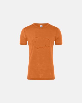 Ekologisk ull, T-shirt, Orange med tryck -Dovre