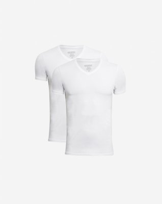 Bambu, Undertröja v-neck, 2-pack, Vit -JBS